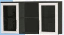 Антресоль большая с двумя стеклодверями ДЛЯ ГОСТИНОЙ АБС-2 Венге/Дуб выбеленный в Бородино - borodino.mebel54.com | фото