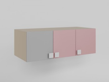 Антресоль на шкаф 3-х створчатый (Розовый/Серый/корпус Клен) в Бородино - borodino.mebel54.com | фото