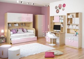 Детская комната Грэйси (Розовый/Серый/корпус Клен) в Бородино - borodino.mebel54.com | фото