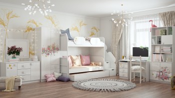 Детская комната Совушки (Белый/корпус Выбеленное дерево) в Бородино - borodino.mebel54.com | фото