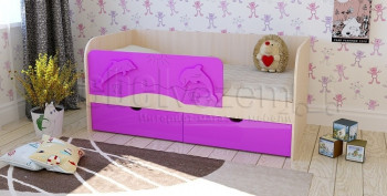 Друзья Кровать детская 2 ящика 1.6 Фиолетовый глянец в Бородино - borodino.mebel54.com | фото