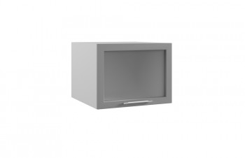 Гарда ГВПГС 600 шкаф верхний горизонтальный глубокий со стеклом высокий (Белый Эмалит/корпус Серый) в Бородино - borodino.mebel54.com | фото