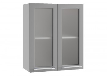 Гарда ПС 600 шкаф верхний со стеклом (Белый Эмалит/корпус Серый) в Бородино - borodino.mebel54.com | фото