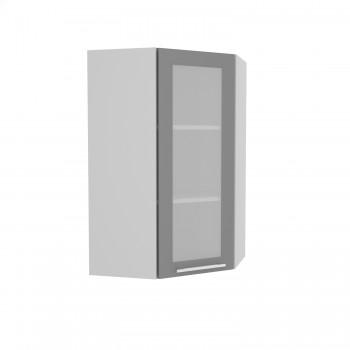 Гарда ВПУС 550 шкаф верхний угловой со стеклом высокий (Белый Эмалит/корпус Серый) в Бородино - borodino.mebel54.com | фото