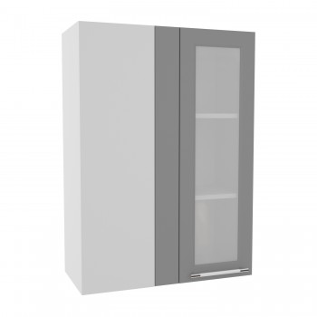 Гарда ВПУС 650 шкаф верхний угловой со стеклом высокий (Белый Эмалит/корпус Серый) в Бородино - borodino.mebel54.com | фото