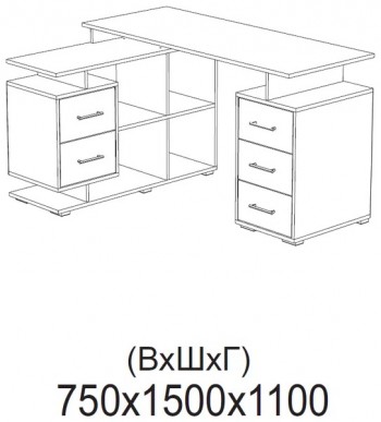 Компьютерный стол угловой СКМУ-3 белый в Бородино - borodino.mebel54.com | фото