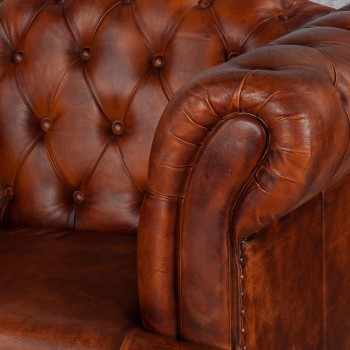 Кресло кожаное Лофт Честер-Нью (Коричневый, Рыжий) в Бородино - borodino.mebel54.com | фото