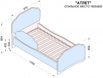 Кровать 160 Атлет 29 Синий (мягкий бортик) в Бородино - borodino.mebel54.com | фото