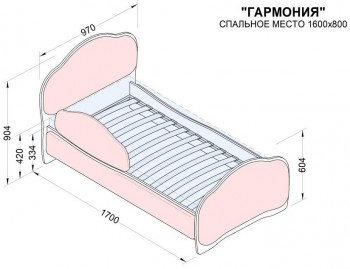 Кровать 160 Гармония 18 Бордовый (мягкий бортик) в Бородино - borodino.mebel54.com | фото