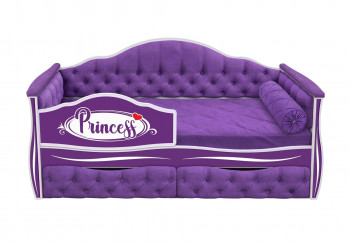 Кровать 160 серии Иллюзия 2 ящика 32 Фиолетовый (мягкие боковые накладки/подушка валик) в Бородино - borodino.mebel54.com | фото