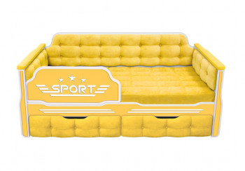 Кровать 160 серии Спорт 2 ящика 74 Жёлтый (мягкие боковые накладки) в Бородино - borodino.mebel54.com | фото