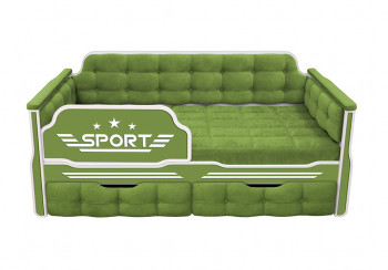 Кровать 160 серии Спорт 2 ящика 76 Зелёный (мягкие боковые накладки) в Бородино - borodino.mebel54.com | фото