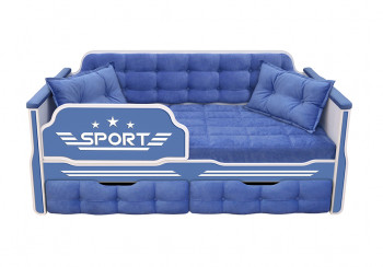 Кровать 160 серии Спорт 2 ящика 85 Синий (подушки) в Бородино - borodino.mebel54.com | фото