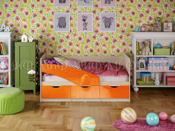Кровать Бабочки 1,6м (Оранжевый металлик) в Бородино - borodino.mebel54.com | фото