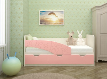 Кровать Бабочки 1,6м (Розовый металлик) в Бородино - borodino.mebel54.com | фото