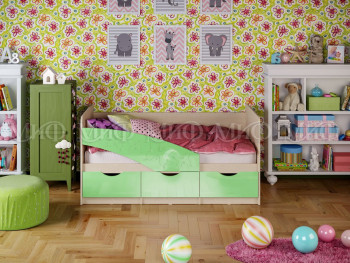 Кровать Бабочки 1,6м (Салатовый металлик) в Бородино - borodino.mebel54.com | фото