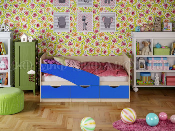Кровать Бабочки 1,6м (Синий матовый) в Бородино - borodino.mebel54.com | фото