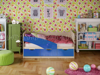 Кровать Бабочки 1,6м (Синий металлик) в Бородино - borodino.mebel54.com | фото