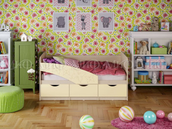 Кровать Бабочки 1,6м (Ваниль матовый) в Бородино - borodino.mebel54.com | фото