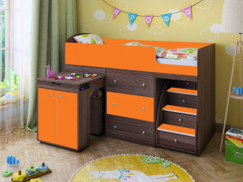 Кровать-чердак Малыш 1600 Бодего/Оранжевый в Бородино - borodino.mebel54.com | фото