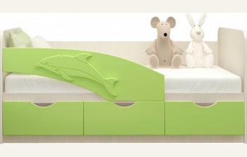 Кровать детская 1,6м Дельфин (Салатовый металлик) в Бородино - borodino.mebel54.com | фото