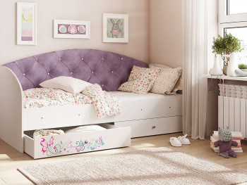 Кровать детская Эльза Белый/Фиолетовый в Бородино - borodino.mebel54.com | фото