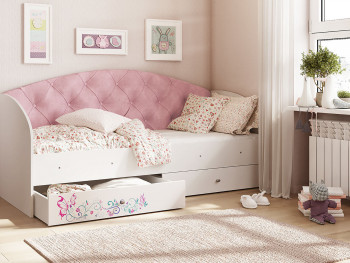 Кровать детская Эльза Белый/Розовый в Бородино - borodino.mebel54.com | фото