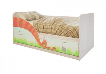 Кровать детская Минима Лего 1,86м с ящиками (дуб атланта/лиловый сад) в Бородино - borodino.mebel54.com | фото