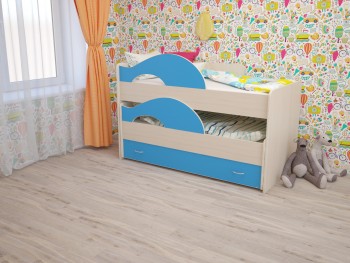 Кровать детская Радуга 1600 Млечный дуб/Голубой в Бородино - borodino.mebel54.com | фото