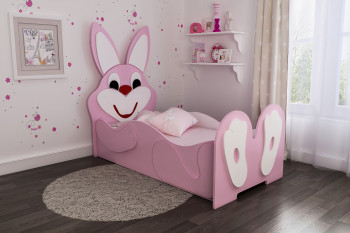 Кровать детская Зайка 1.6 Розовый/Белый в Бородино - borodino.mebel54.com | фото