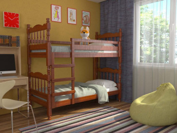 Кровать двухъярусная Соня из массива сосны 800*1890 Орех в Бородино - borodino.mebel54.com | фото
