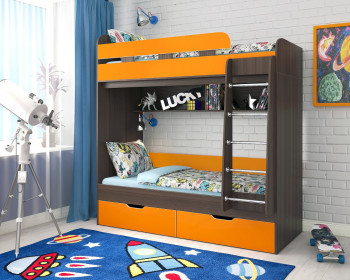 Кровать двухъярусная Юниор-5  Бодего/Оранжевый в Бородино - borodino.mebel54.com | фото