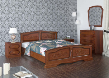 Кровать Елена из массива сосны 1600*2000 Орех в Бородино - borodino.mebel54.com | фото