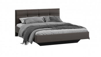 Кровать «Элис» c мягкой обивкой тип 1 Экокожа/Темно-коричневый/1400 в Бородино - borodino.mebel54.com | фото