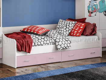 Кровать Fashion-1 Вега 0,9 м (Белый/Розовый) в Бородино - borodino.mebel54.com | фото