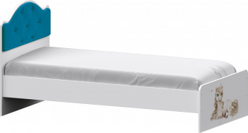 Кровать Каспер с мягкой спинкой и фотопечатью (800х1900)  Белый/Бирюза в Бородино - borodino.mebel54.com | фото