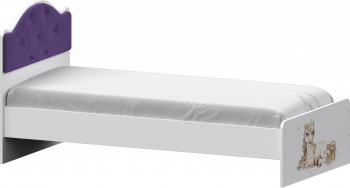 Кровать Каспер с мягкой спинкой и фотопечатью (800х1900)Белый/Фиолетовый в Бородино - borodino.mebel54.com | фото