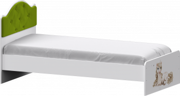 Кровать Каспер с мягкой спинкой и фотопечатью (800х1900)Белый/Лайм в Бородино - borodino.mebel54.com | фото