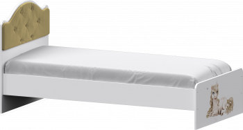 Кровать Каспер с мягкой спинкой и фотопечатью (800х1900)  Белый/Ваниль в Бородино - borodino.mebel54.com | фото