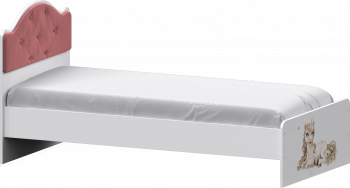 Кровать Каспер с мягкой спинкой и фотопечатью (800х2000)Белый/Светло-розовый в Бородино - borodino.mebel54.com | фото