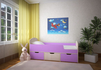 Кровать Малыш-мини Дуб молочный/Ирис в Бородино - borodino.mebel54.com | фото