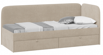 Кровать «Молли» с мягкой обивкой (900) тип 1 (Микровелюр Scandi Cream 03) в Бородино - borodino.mebel54.com | фото