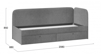 Кровать «Молли» с мягкой обивкой (900) тип 1 (Микровелюр Scandi Graphite 22) в Бородино - borodino.mebel54.com | фото