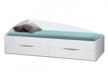 Кровать одинарная "Фея - 3" (асимметричная) (2000х900) New/(белый / белый / ДВПО белый) в Бородино - borodino.mebel54.com | фото