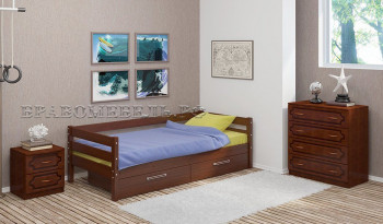 Кровать одинарная ГЛОРИЯ из массива сосны  900*2000 (Орех) в Бородино - borodino.mebel54.com | фото