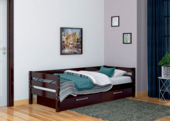 Кровать одинарная ГЛОРИЯ из массива сосны  900*2000 (Орех Тёмный) в Бородино - borodino.mebel54.com | фото