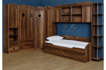 Кровать с 2-мя ящиками «Навигатор» (Дуб Каньон) в Бородино - borodino.mebel54.com | фото