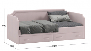 Кровать с мягкой обивкой и ящиками «Кантри» Тип 1 (900) (Велюр пудровый) в Бородино - borodino.mebel54.com | фото