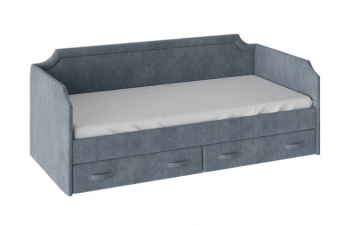 Кровать с мягкой обивкой и ящиками «Кантри» Тип 1 (900) (Замша синяя) в Бородино - borodino.mebel54.com | фото
