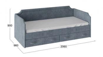Кровать с мягкой обивкой и ящиками «Кантри» Тип 1 (900) (Замша синяя) в Бородино - borodino.mebel54.com | фото